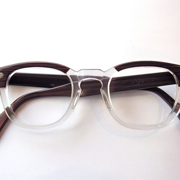 Vintage deadstock 60's Tart Arnel eyeglasses in redwood and clear with paper sleeve - FREE DOMESTIC SHIPPING