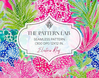 Electric Reef Seamless Pattern – Bright Pink Tropical Ocean Digital Paper (Digital Download)