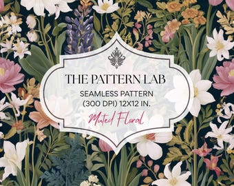 Vintage Orchid Garden Seamless Pattern – Dark Academia Floral Botanical Wallpaper (Digital Download)
