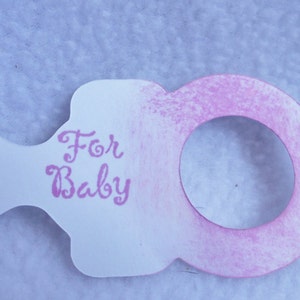 Pacifier Shaped Die Cut Hand Stamped Baby Gift Tags, Set of 3 in Pink ...