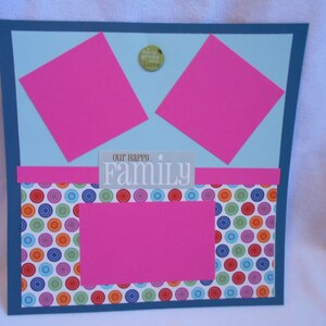 Plantilla de libro de recortes de familia, página prefabricada de 12x12, lunares de colores brillantes, patrón de álbum de recortes, adecuado para el encuadre, visualización de fotos de familia