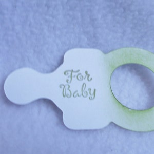 Pacifier Shaped Die Cut Hand Stamped Baby Gift Tags, Set of 3 in Pink ...