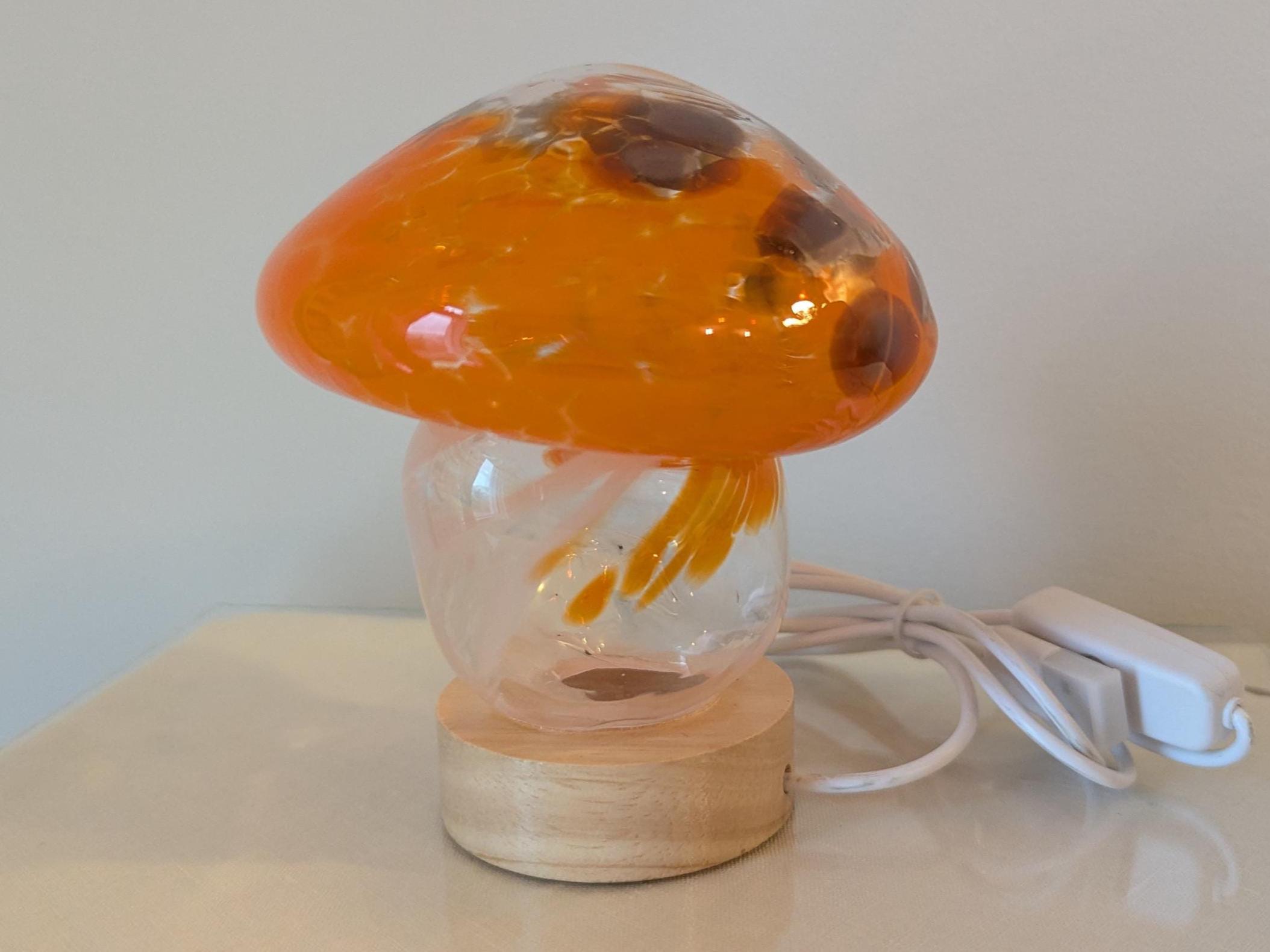 Mushroom light - Hand Blown Glass Light Fixture (Orange)