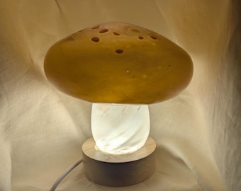 Mushroom light - Hand Blown Glass Light Fixture (Amber)
