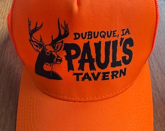 Pauls Wirtshaus Dubuque Iowa Blaze Orange Trucker Hat