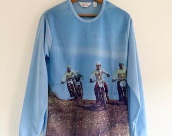 Vintage Photo Real Vanderbilt T-shirt met lange mouwen voor motorraces blauw maat Medium
