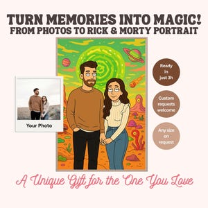 Rick and Morty Style Custom Portrait from Your Photo | Personalized Cartoon Art | Couple, Family, Pet Gift | Digital Drawing Commission