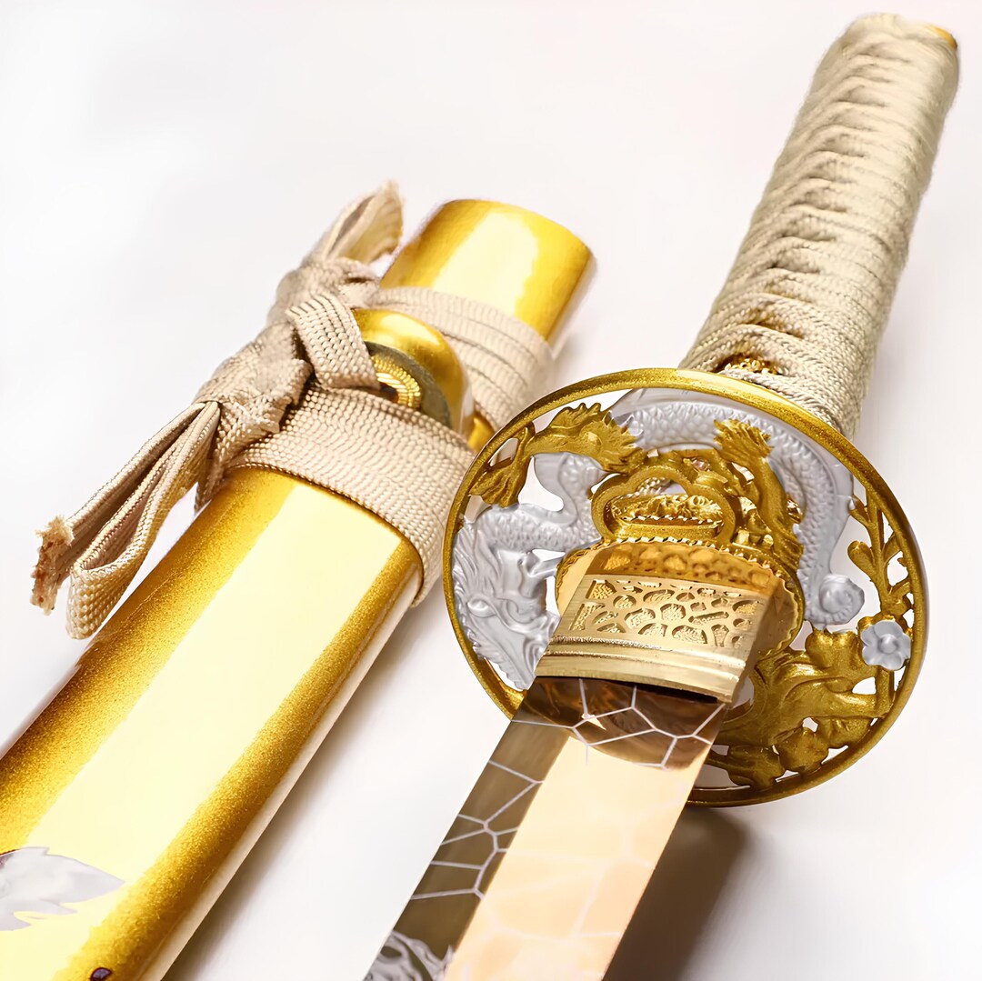 Dragon King Samurai Katana Sword in 1060 Carbon Steel, Full Tang Hand ...