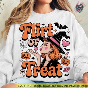 Flirt or Treat Retro Halloween Design: Sassy PNG SVG (Digital Download