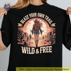 Retro Cowgirl PNG: Wild West Shirt Design (Digital Download)