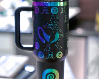 Mewtwo Tumbler | Laser Engraved, 40oz Stainless Steel