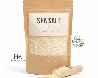 Sal marina natural de grano fino / Sal de cocina sin refinar, rica en minerales