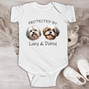 Protected by Dog Baby Bodysuit: Funny Unisex Baby Grow