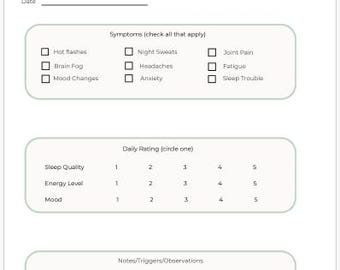 Menopause Symptom Tracker Printable | Perimenopause Log | Energy and Mood Tracker