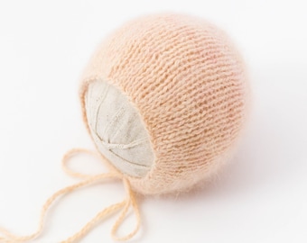 Newborn Bonnet Photo Prop Knit Photography Prop Newborn Photography Props Baby Girl Bonnet Baby Winter Hat Newborn Hat Baby Hat