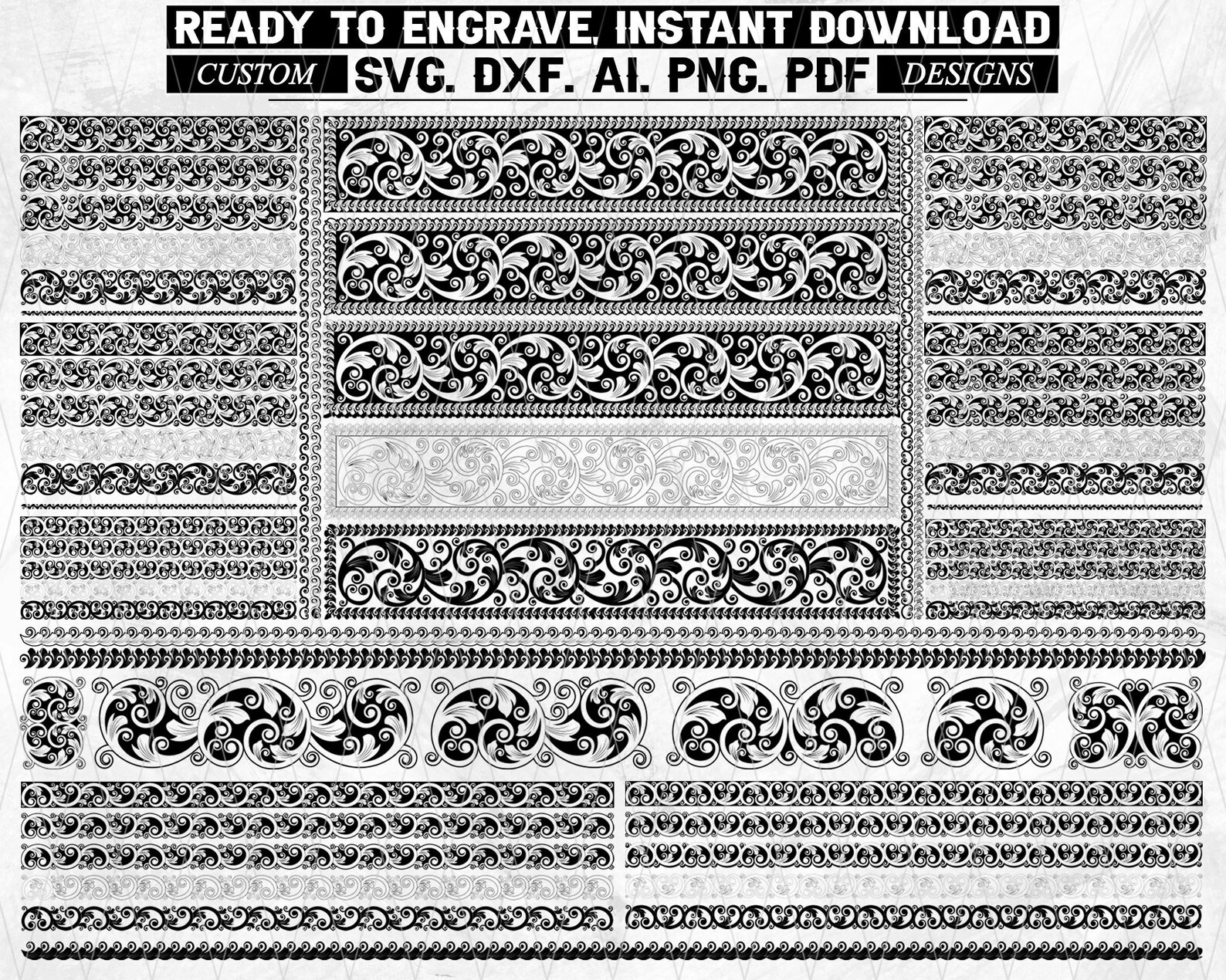Bwf Pattern Scroll Pattern Bundle Vector Svg Dxf Ai Png Pdf Laser Engraving CNC Cut ...