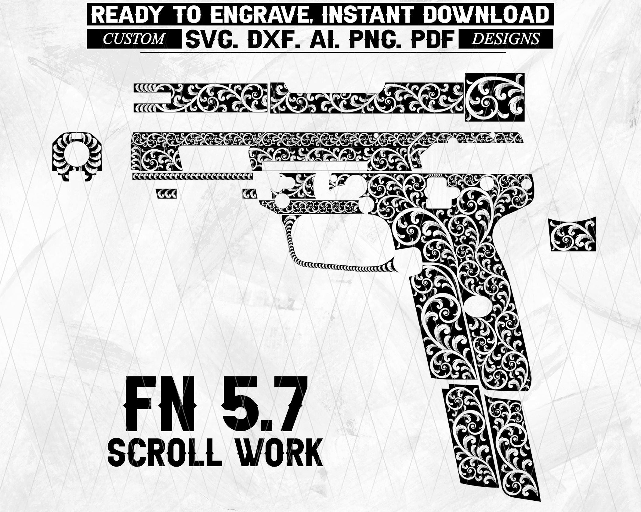 FN 5.7 Scrollwork Laser Engraving Design (SVG Dxf Ai PNG) - Etsy