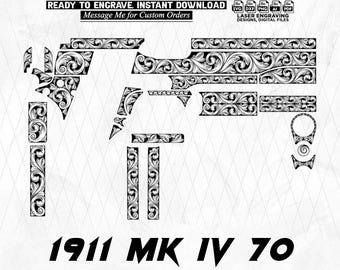 MK IV M70 Scroll Pattern Laser Engraving Template, Vintage Style Vector Design, Digital download