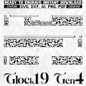 Glock19 Gen4 Scroll work laser engraving, Scroll laser design, Scroll files SVG Dxf Ai