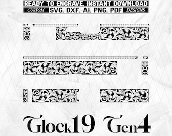 Glock19 Gen4 Scroll work laser engraving, Scroll laser design, Scroll files SVG Dxf Ai