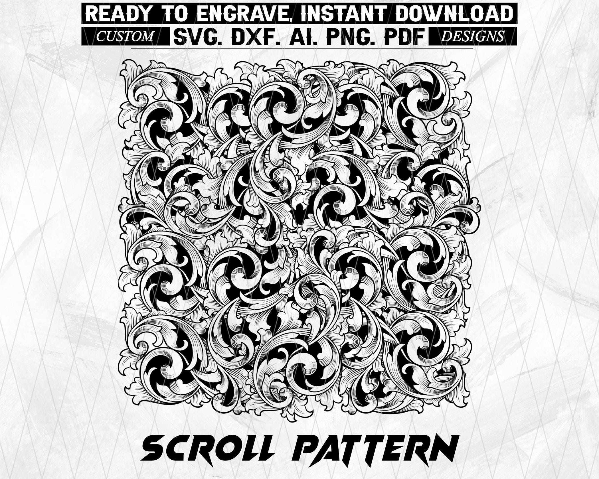 Scroll Pattern Vector Design, Laser Engraving CNC Cut File (digital ...