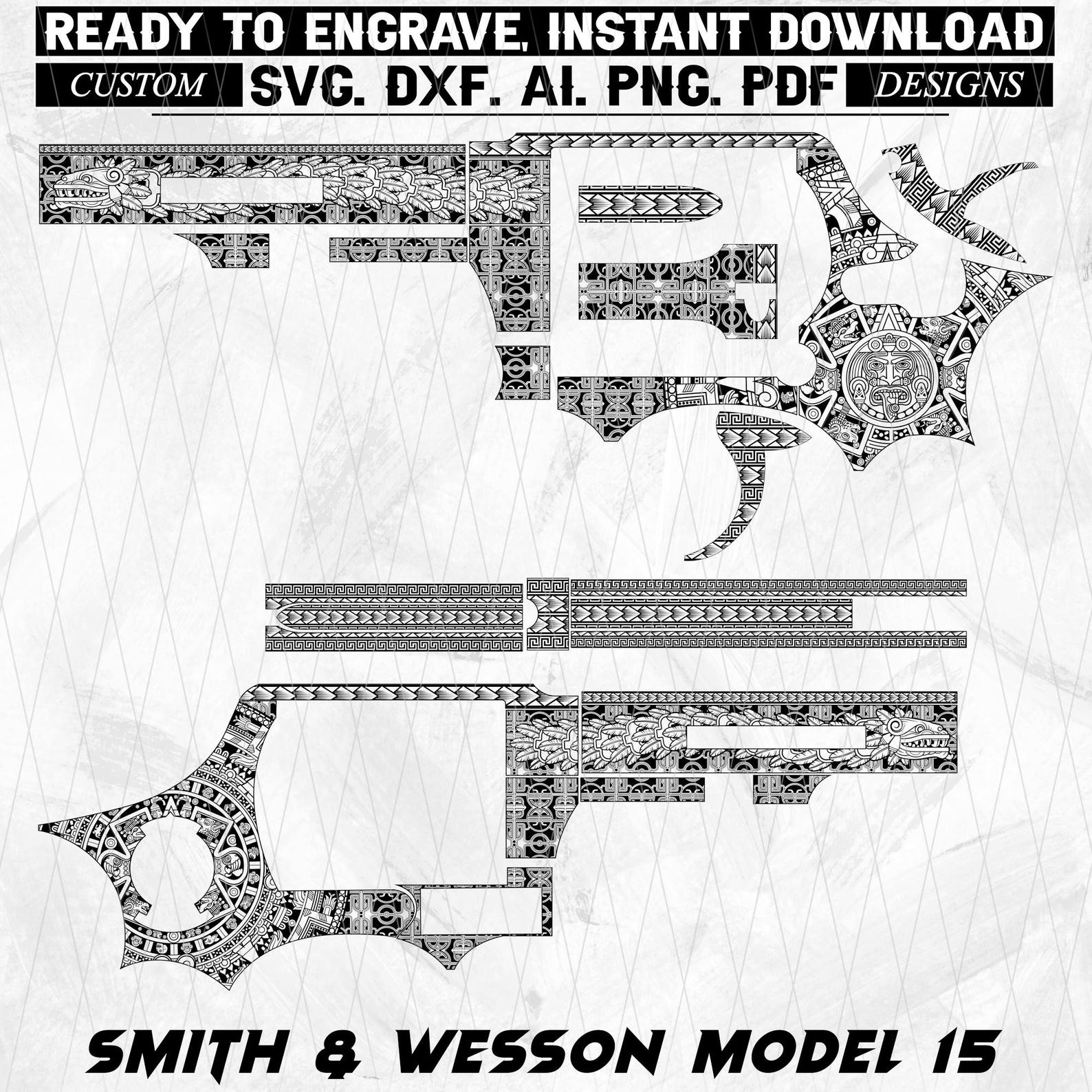 Aztec Calendar and Quetzalcoatl Laser Engraving Pattern for S&W Model ...