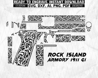 1911 G1 Scrollwork Laser Engraving Files, Filigree SVG DXF Ai