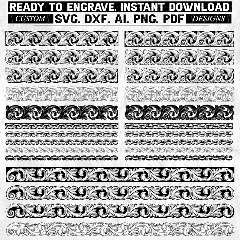 Scroll Border Vector Bundle: Ornamental Engraving Designs (digital ...