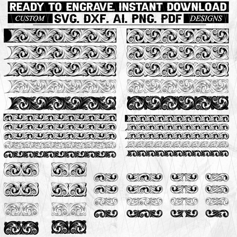 Scroll Border Vector Bundle: Ornamental Engraving Designs (digital ...