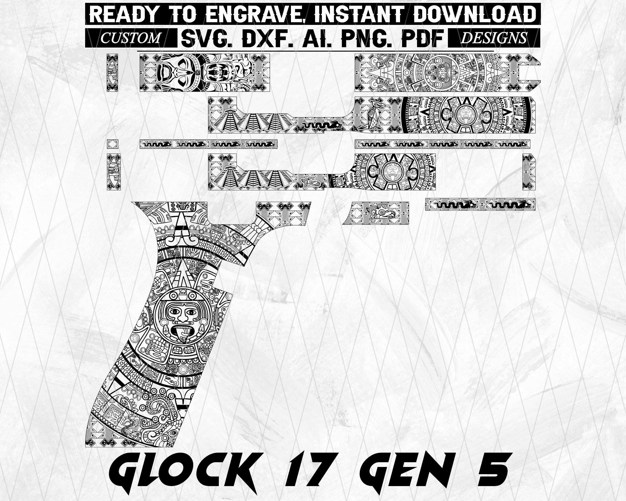 Aztec Engraving File Bundle (digital Download - Svg, Dxf, Ai, Png, Pdf ...