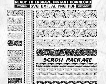 Scroll Work Laser Engraving Files, Filigree Pattern (svg, dxf, ai, png) (Digital Download)