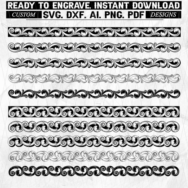 Scroll Border Vector Bundle: Ornamental Engraving Designs (digital ...
