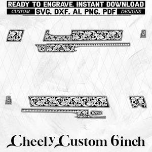 Cheely Custom 6inch scroll design, scroll files, cheely 6inch laser engraving files, engraving design svg dxf ai