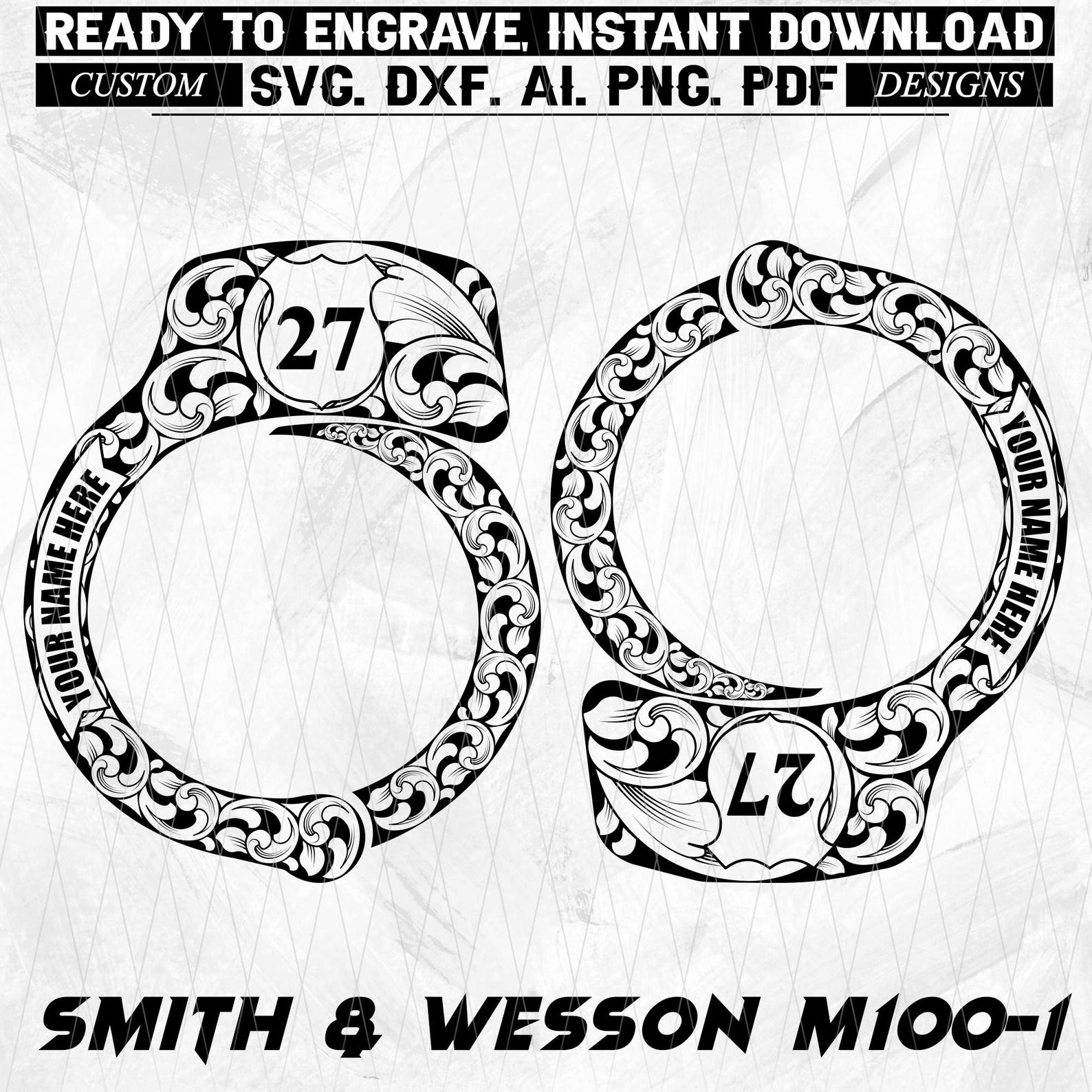 Floral Handcuff Engraving File Bundle Laser Engraving Vector Scroll ...