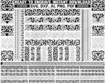 Baroque Acanthus Scrollwork vector and Floral Elements Mega Bundle Laser Engraving Digital File