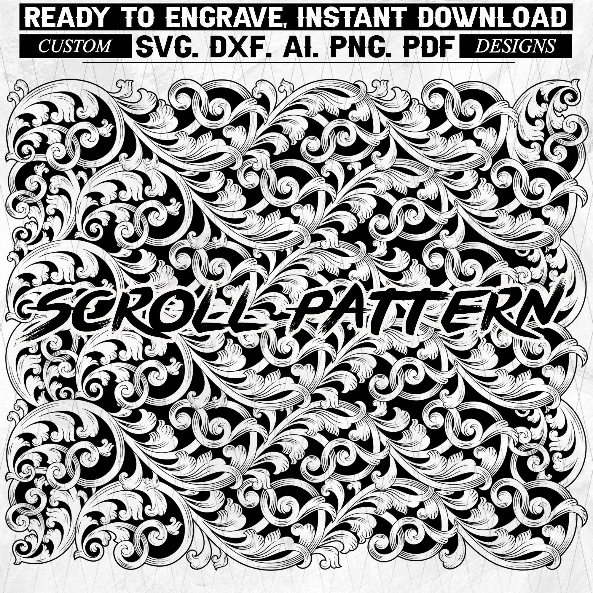Seamless Floral Scroll Pattern Vector Svg Dxf Ai Png Pdf Laser ...