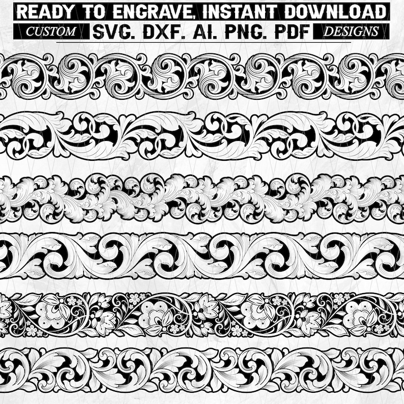 Ornamental Scroll Pattern Vector Bundle, Laser Engraving Designs ...