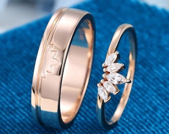 His and Hers Matching Wedding Bands,  Couples ring set, Engagement Band, Couple wedding band, Couple wedding band, Eternity Twig Band.