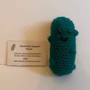 Handmade Crochet Emotional Support Pickle, the pickle that cares, Your personal emotional support pickle