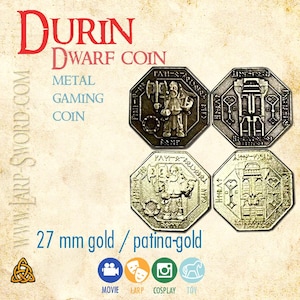 Durin - dwarf metal coin for gaming and larp