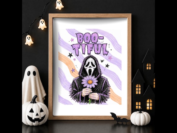 Boo-Tiful Halloween Printable PNG, Cute Spooky Wall Art, Horror Inspired Halloween Decor, Gothic Printable, Instant Download
