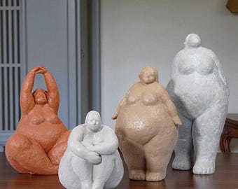 Resin Fat Woman Figurine: Modern Home Decor Sculpture