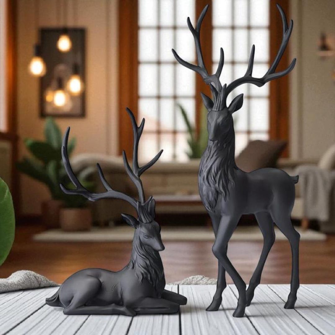 極美品】 トナカイ&ヒョウ インテリア雑貨 2個セット 極美品