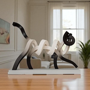 Minimalist Cat Sculpture: Elegant Home Decor, Cat Lover Gift