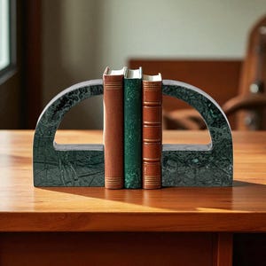 Marble Arched Bookends: Modern Minimalist Book Holder, Home & Office Decor