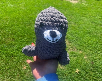 Foca de pelúcia fofa – brinquedo de animal ártico kawaii, foca de pelúcia macia feita à mão, pelúcia de animal do oceano, presente aconchegante para amantes de animais, foca de crochê