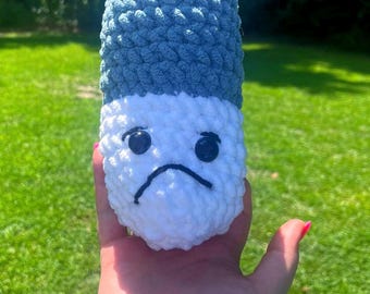 Sad Chill Pill Plushie – Kawaii Anxiety Relief Toy, Emotional Support Plush, Funny Mental Health Gift, Soft Handmade Plush Toy