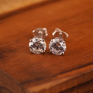 Moissanite Stud Earrings 14K Gold Screw Back