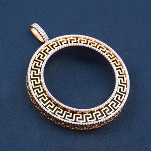 14K Gold Plated Mexican Centenario Pendant | Moissanite Accent Frame | Unique Gift for Collectors