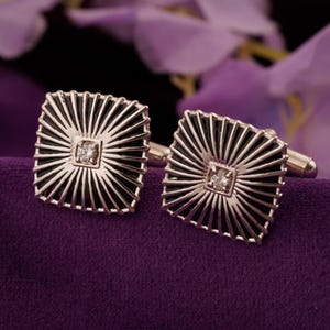 Gemelos Minakari negros / Plata de ley 925 con baño de oro amarillo de 14 quilates / Regalo de lujo para él